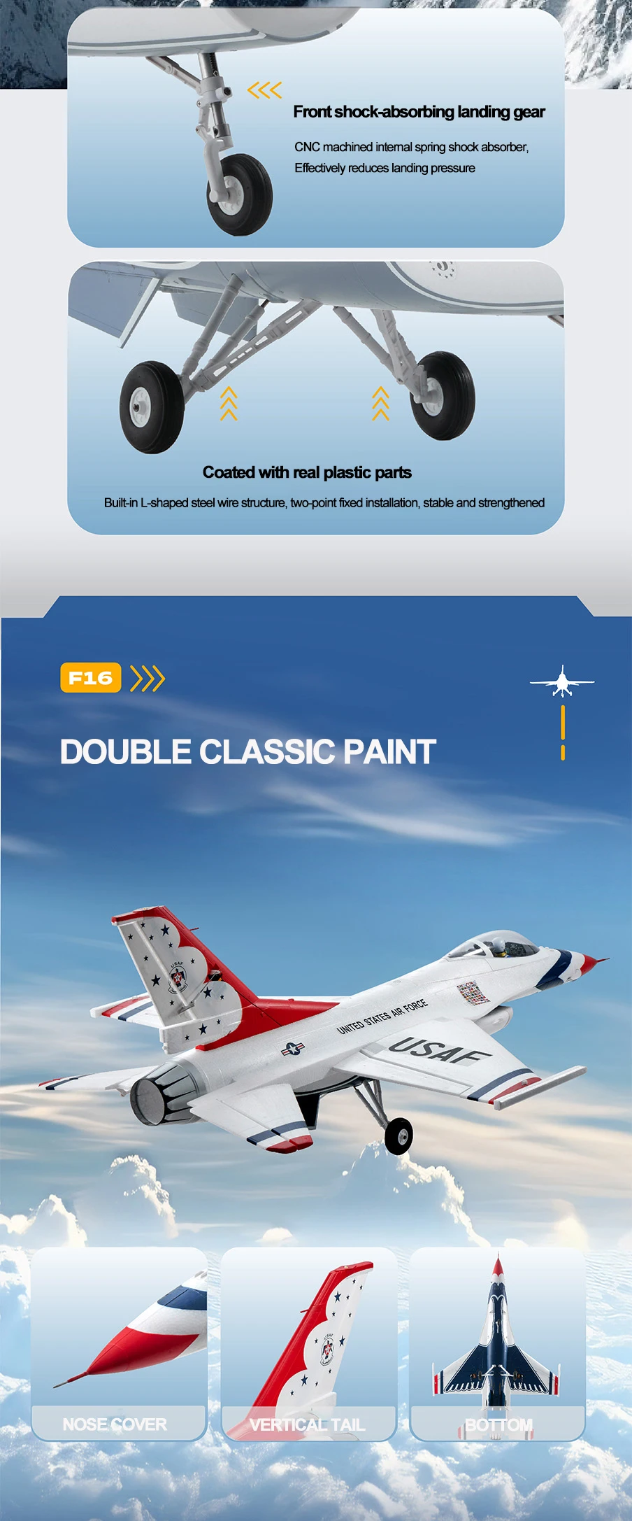 新型FMS 64mm F16 PNP F-16 F 16 RCジェット機 ラジコン ブラシレス