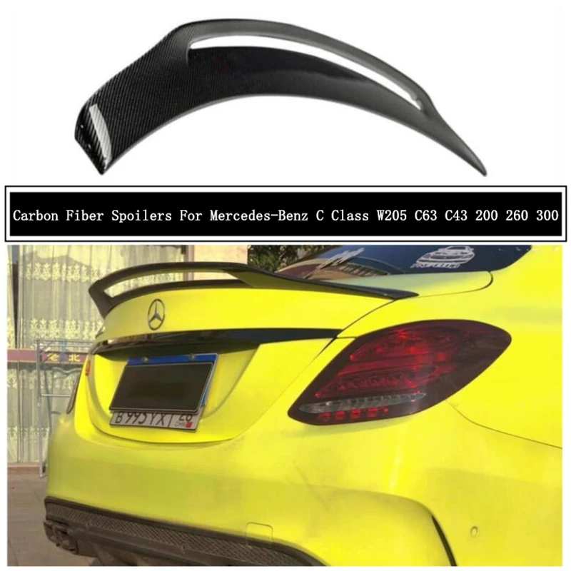 Carbon Fiber Spoilers For Mercedes-Benz C Class W205 C63 C43 C180 C200 C260 C300 2015-2021 Wing Lip Spoiler Car Accessories