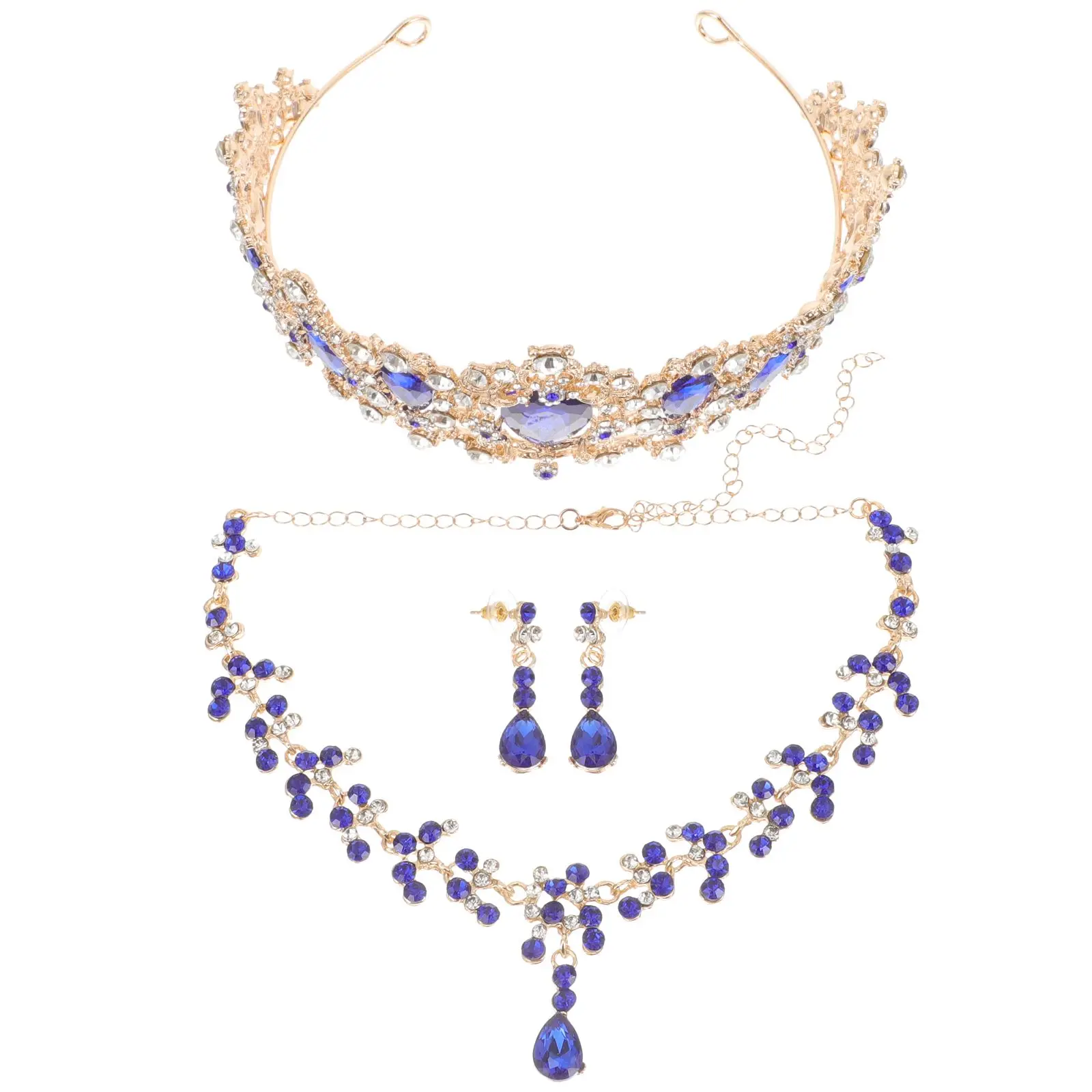 

Vintage Jewelry Blue Wedding Dress Accessories Miss Necklace for Girls