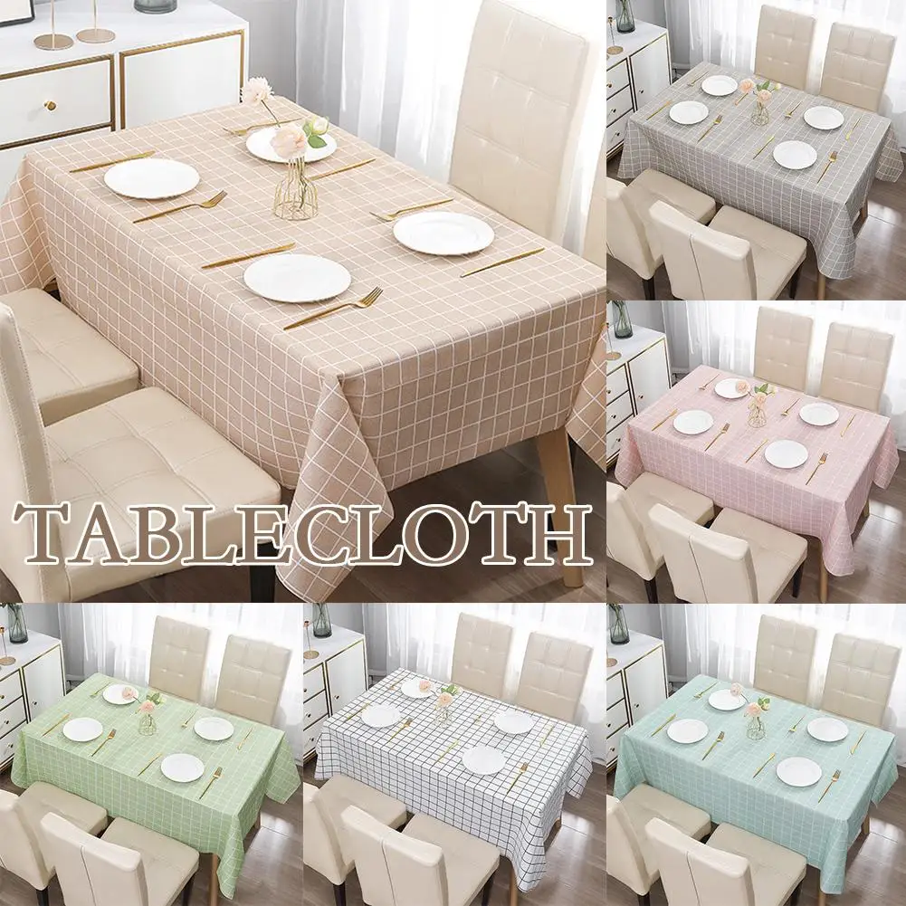 Dust Proof Checkered Tablecloth Waterproof Oilproof Strong Durability Rich Grid Design Decoration Anti Shrinkage Rectangle Cover