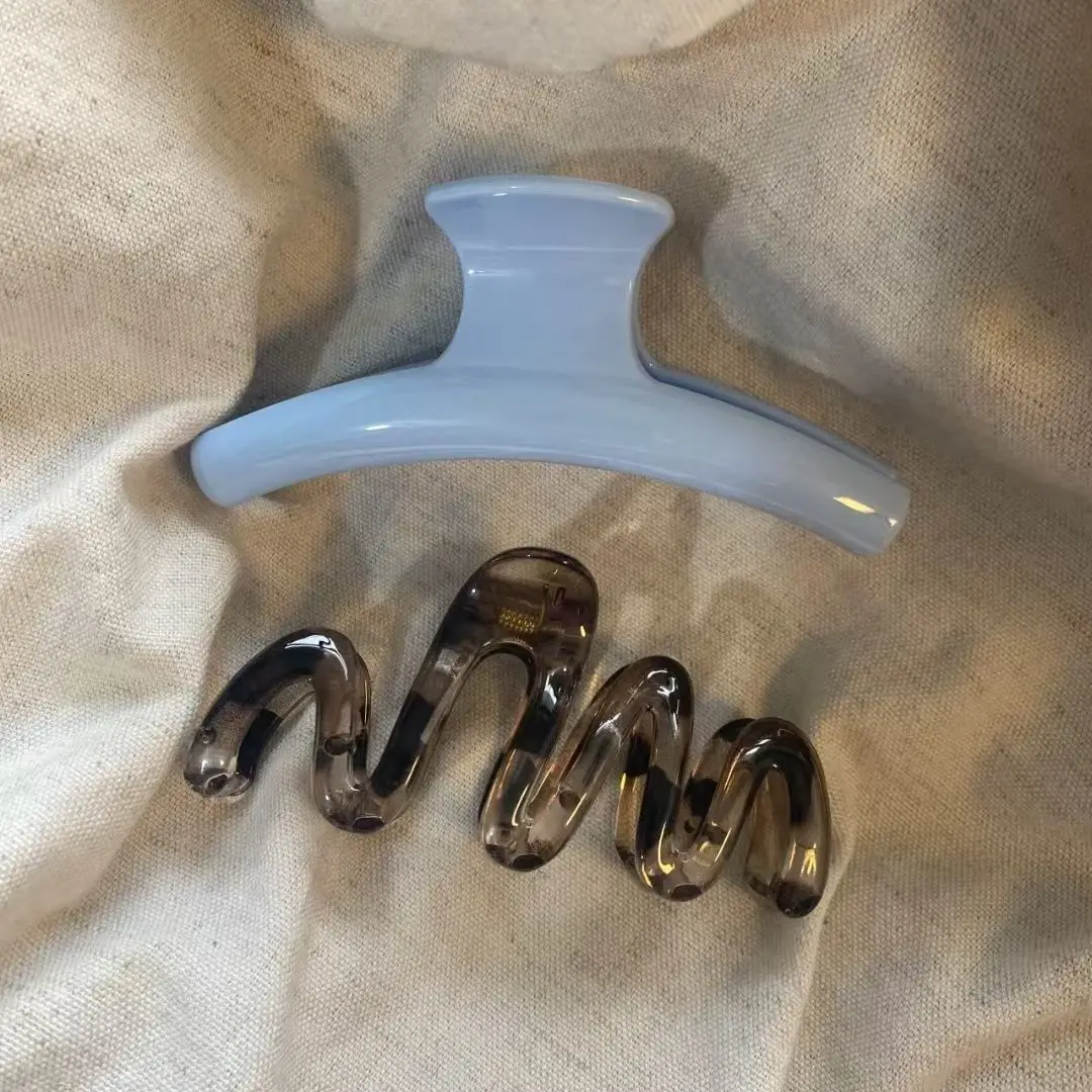 

2 шт., элегантная светло-голубая однотонная заколка для волос, заколка для волос с леопардовым принтом, прозрачные волны, коготь для волос, заколка в виде акулы, аксессуары для волос