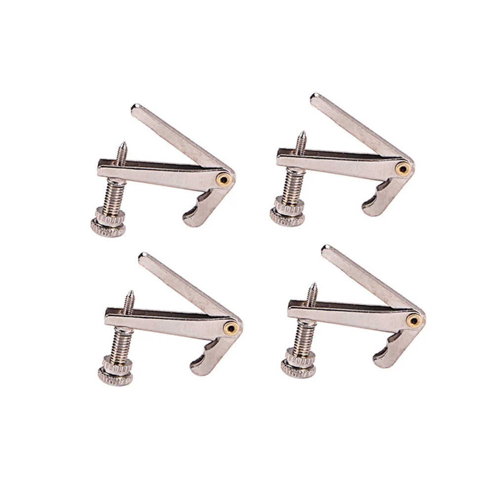 

4Pcs Violin String Adjusters Gold Screws Silver Easy Adjustment Durable Metal Universal Fit Violin String Adjuster