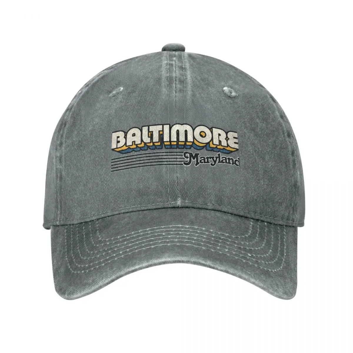 Baltimore, Maryland Retro Stripes Baseball Cap Ball Cap Hat Man For The Sun Golf Women Men's