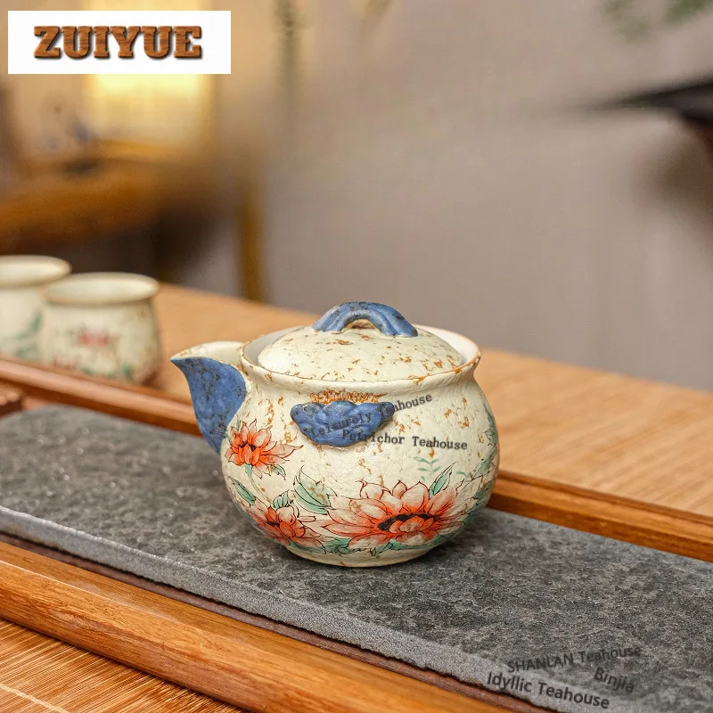 

160 мл ручная роспись подсолнух ручной захват чайник винтажный чайник заварник горшок чайник с фильтром китайский чайный сервиз украшение