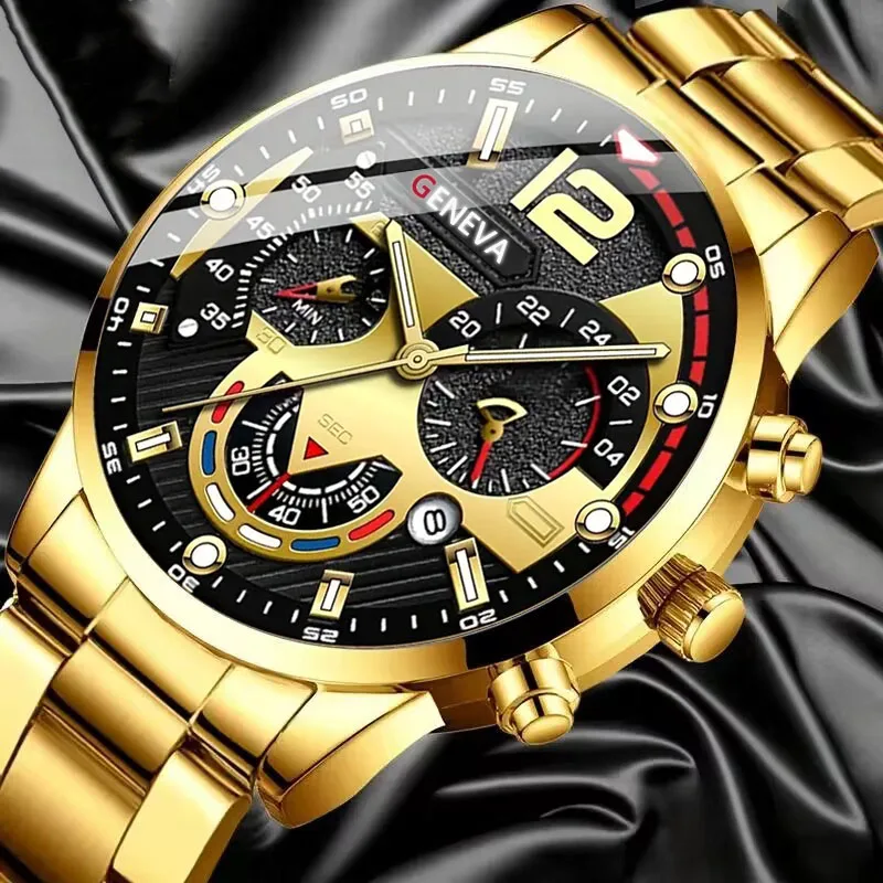3-piece/set men's watch set, men's quartz fashionable business calendar watch, ideal choice for Halloween and Thanksgiving gifts