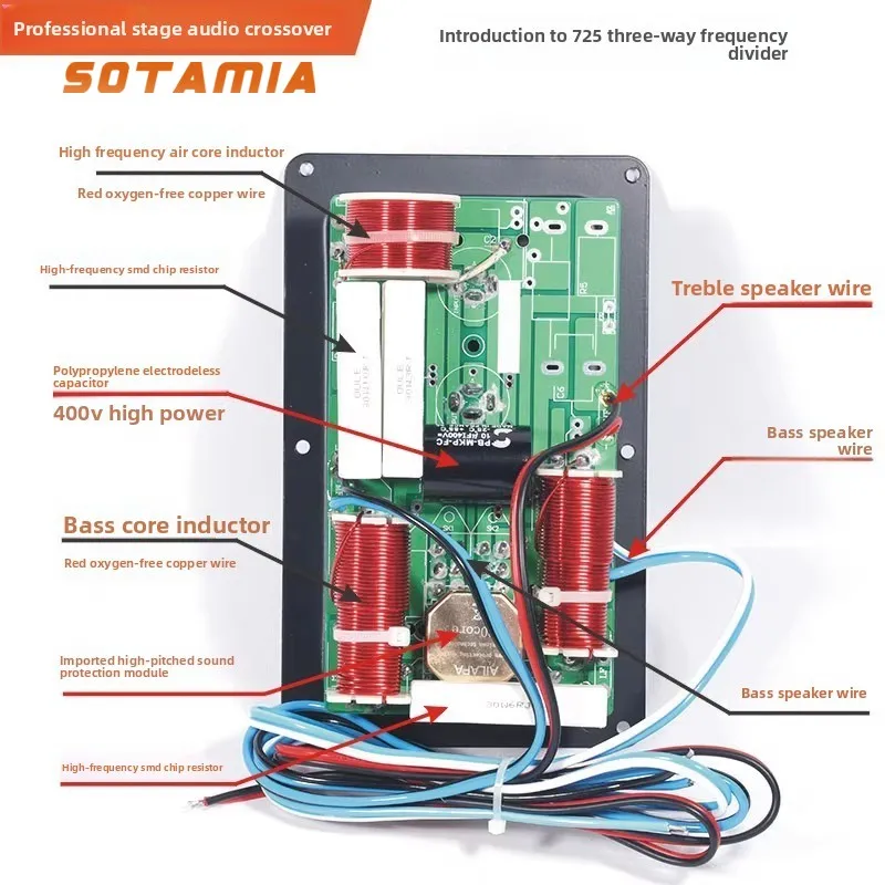 

SOTAMIA Stage Speaker Divider 715 Wiring Board 725 High and Low Sound Wiring Iron Backplane Treble Protection Loudspeaker