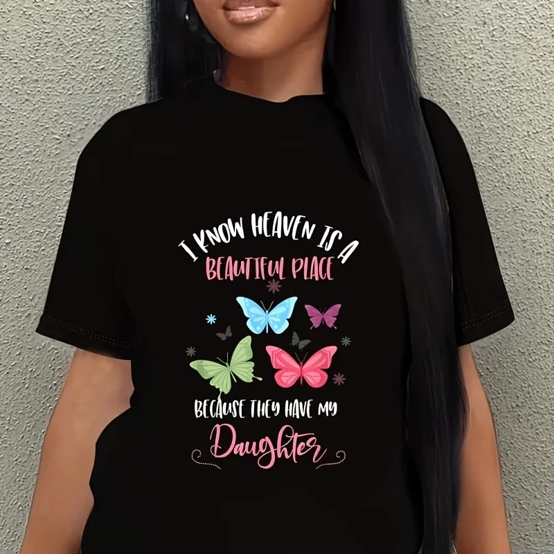 My Daughter Is My Guardian Angel in Heaven, Mothers Grief Women's Plus Size T-Shirt 100% Cotton 220g