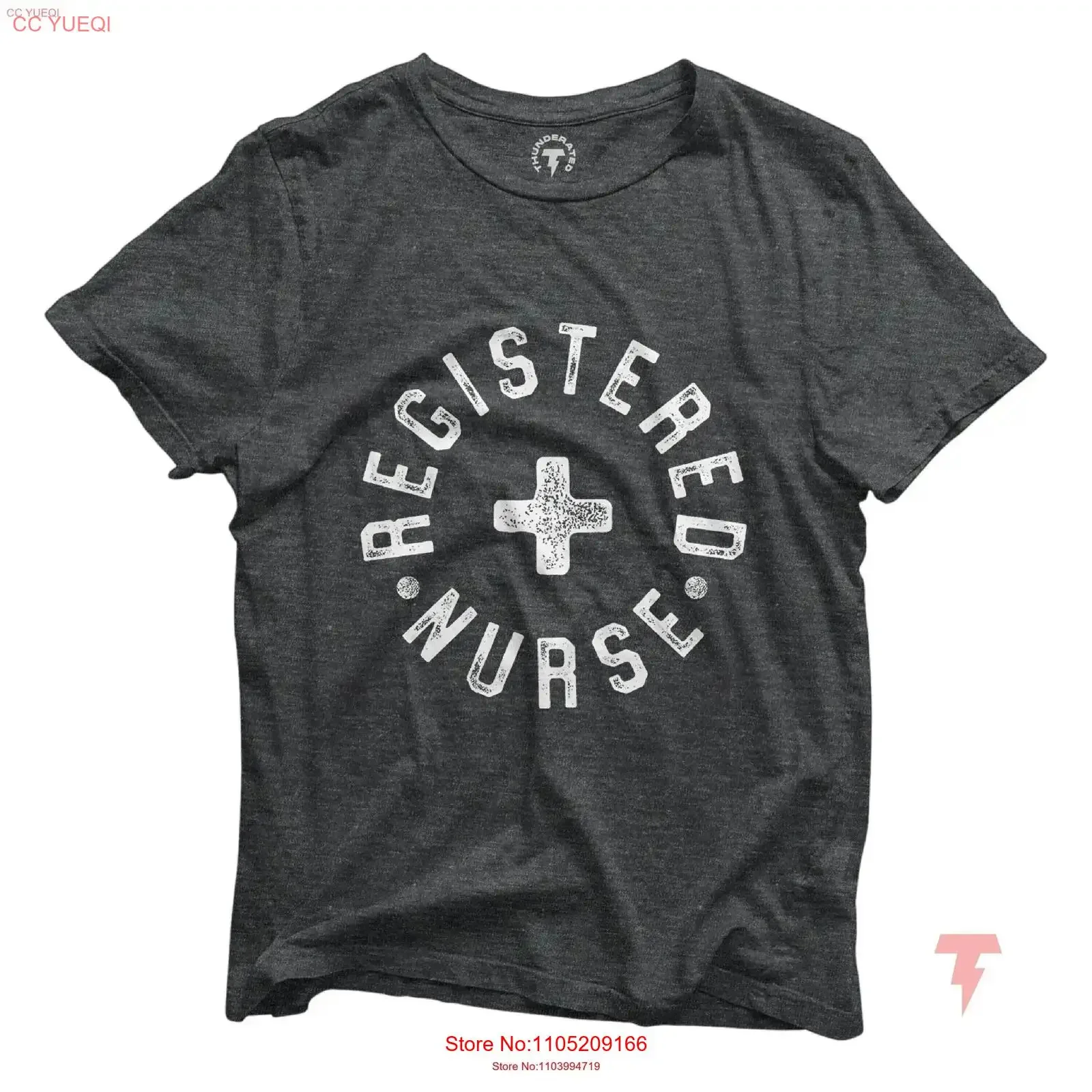 ممرضة مسجلة تي شيرت النمط العسكري الحد الأدنى تصميم علامة الكلب حروف RN ملابس الرعاية الصحية بطل التقدير خمر للجنسين #1