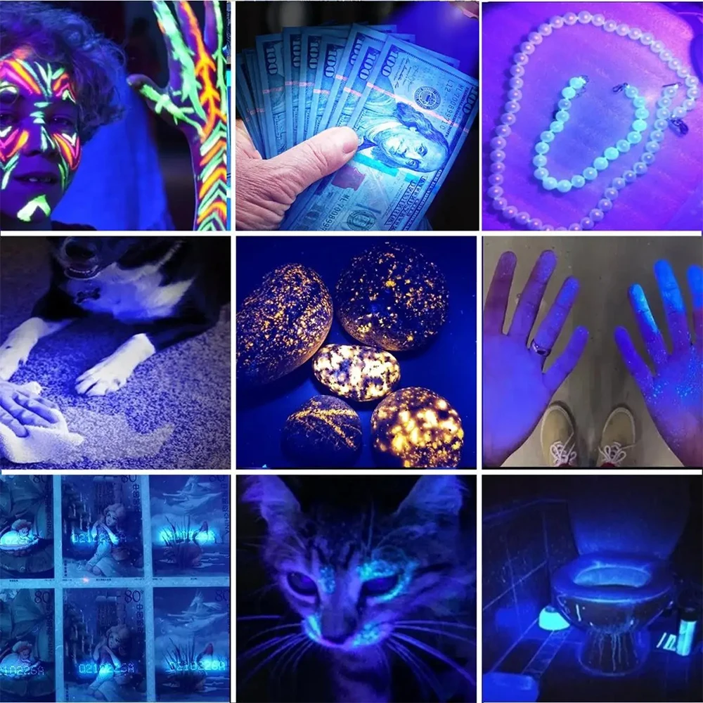 160 واط عالية الطاقة الأشعة فوق البنفسجية مصباح يدوي 365nm قوية كشف الأشعة فوق البنفسجية ضوء فانوس Blacklight LED الشعلة USB قابلة للشحن في الهواء الطلق