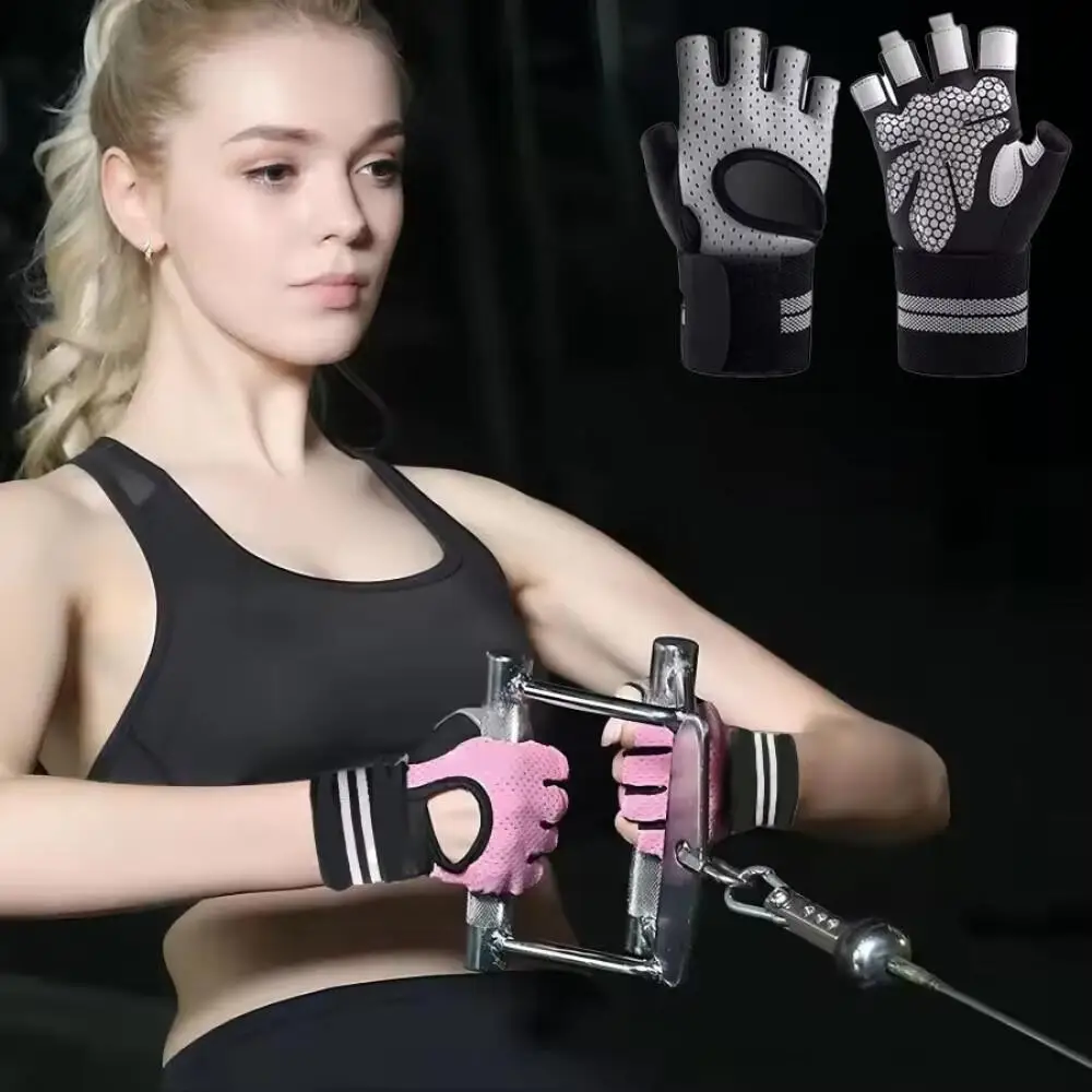 Outdoor Sport Gloves for Men Women Wrist Guard Fitness Gym Cycling Hiking Boxing Exercise Training Workout Long Wrist Fingerless