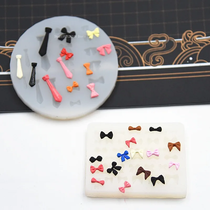 Ultra Light Clay Mini Bowknot Silicone Mold Multi-size Stereo Rollover Mould Plate DIY Polymer Clay Bow Doll Model Accessories