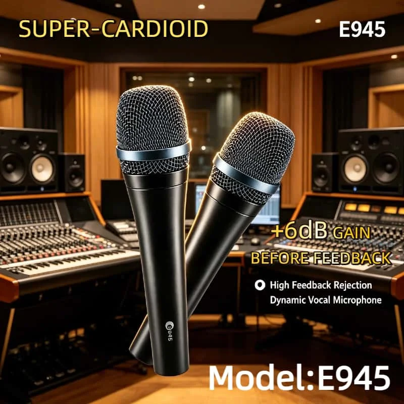 

Профессиональные динамические микрофоны E945 Supercardioid для сцены, проводные, для живого вокала, комплект из 2 шт., версия 2026
