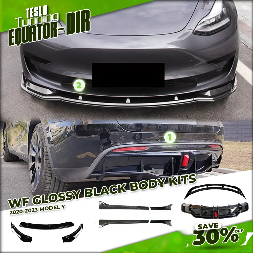 

WF Sport Body Kits For Tesla Model Y 2020- 2024 Tunning Glossy Black Front Bumper Lip Rear Diffuser Spoiler Auto Accessories