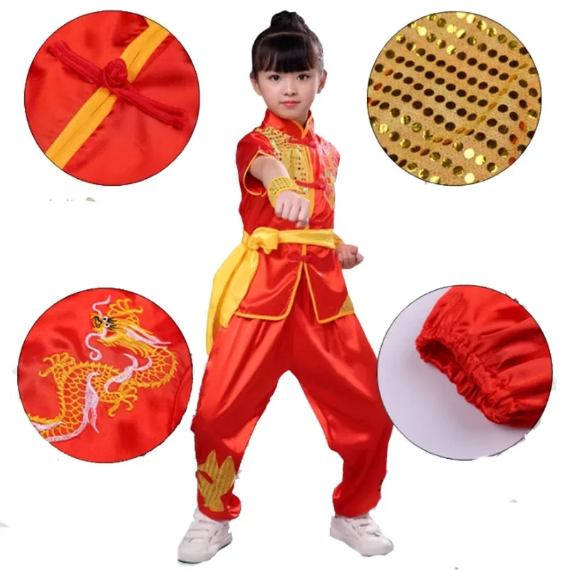 Kinderen kid lange mouw Taekwondo Dobok Wushu Kostuum Kimono Judo kleding Chinese Kung Fu Pak Tai Chi Martial Art Uniform
