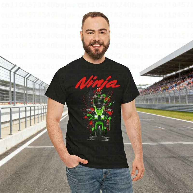 

Летняя быстросохнущая дышащая футболка Kawasaki из 100% хлопка с принтом, тонкая, для мужчин и женщин, для мотоциклистов, комфортная