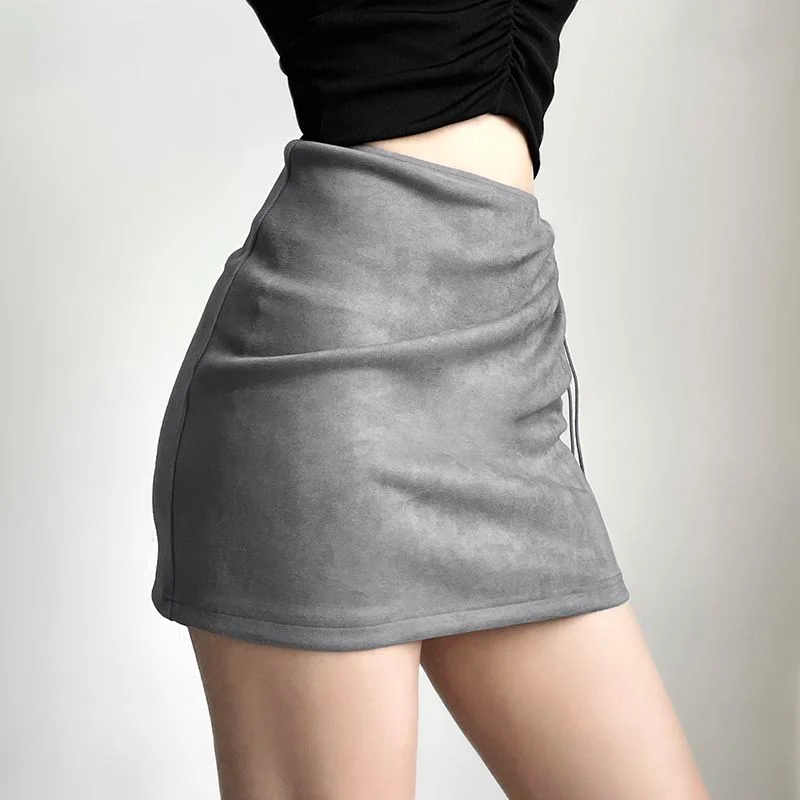 Nova cor sólida feminina emagrecimento rua moda cintura alta saco hip saia com cordão