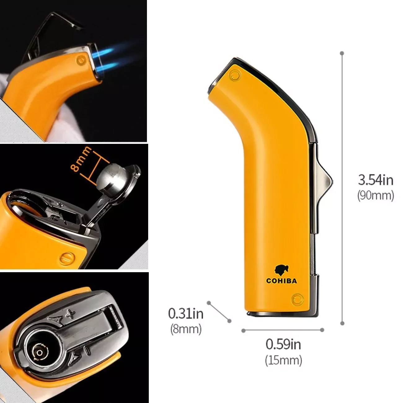 Cohiba Metal Cigar Lighter With 2 Torch Double Jet Flame Lighter Fluid Refillable Jet Lighter-Butane Not Included