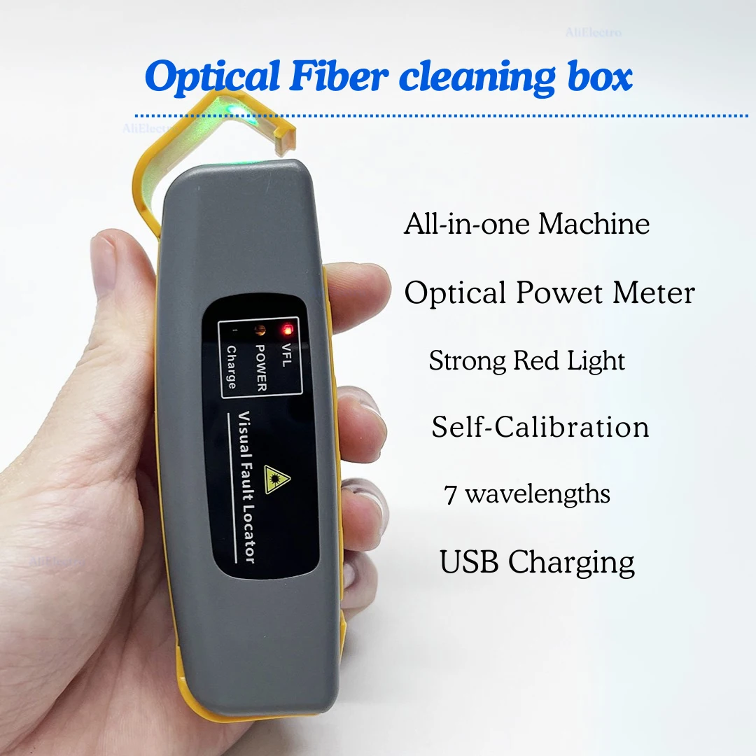 

FTTH Новый мини-перезаряжаемый измеритель оптической мощности 2 в 1, 70 ~ + 10 дБм/-50 ~ + 26 дБм, визуальный локатор неисправностей, встроенный 2/5/10/20/30/50 МВт