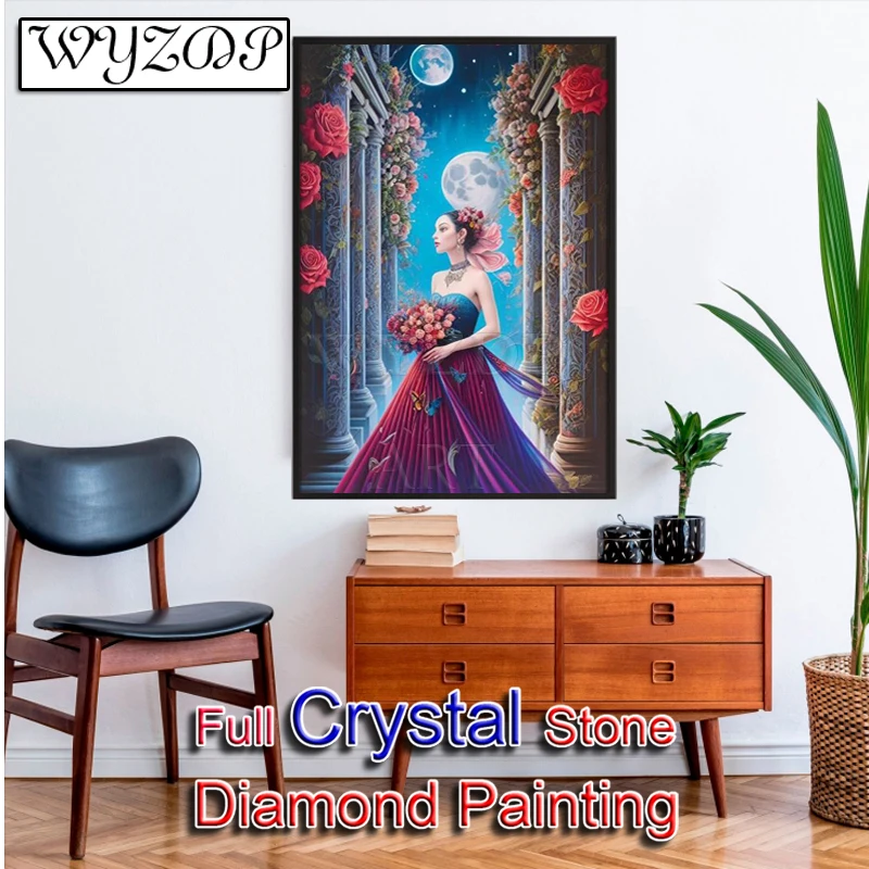 5D Diy 100% Crystal Diamond Painting Kits Woman Full Square Mosaic Embroidery Cross Stitch Crystal Diamond Art Home Decor 231214