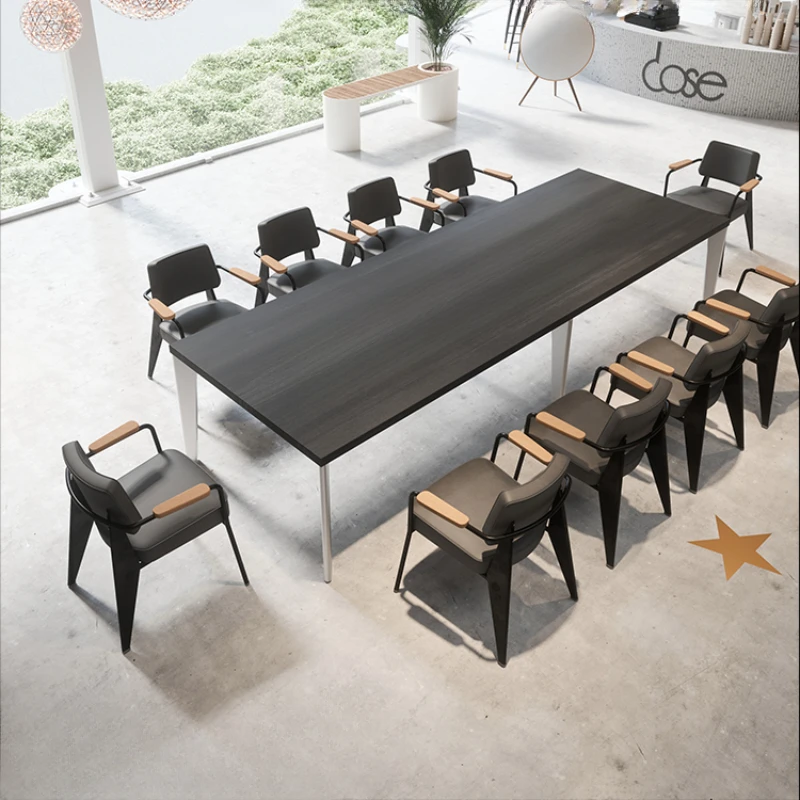 

Solid wood conference room, conference table, long table, large workbench, rectangular desk, desk and chair combination, simple