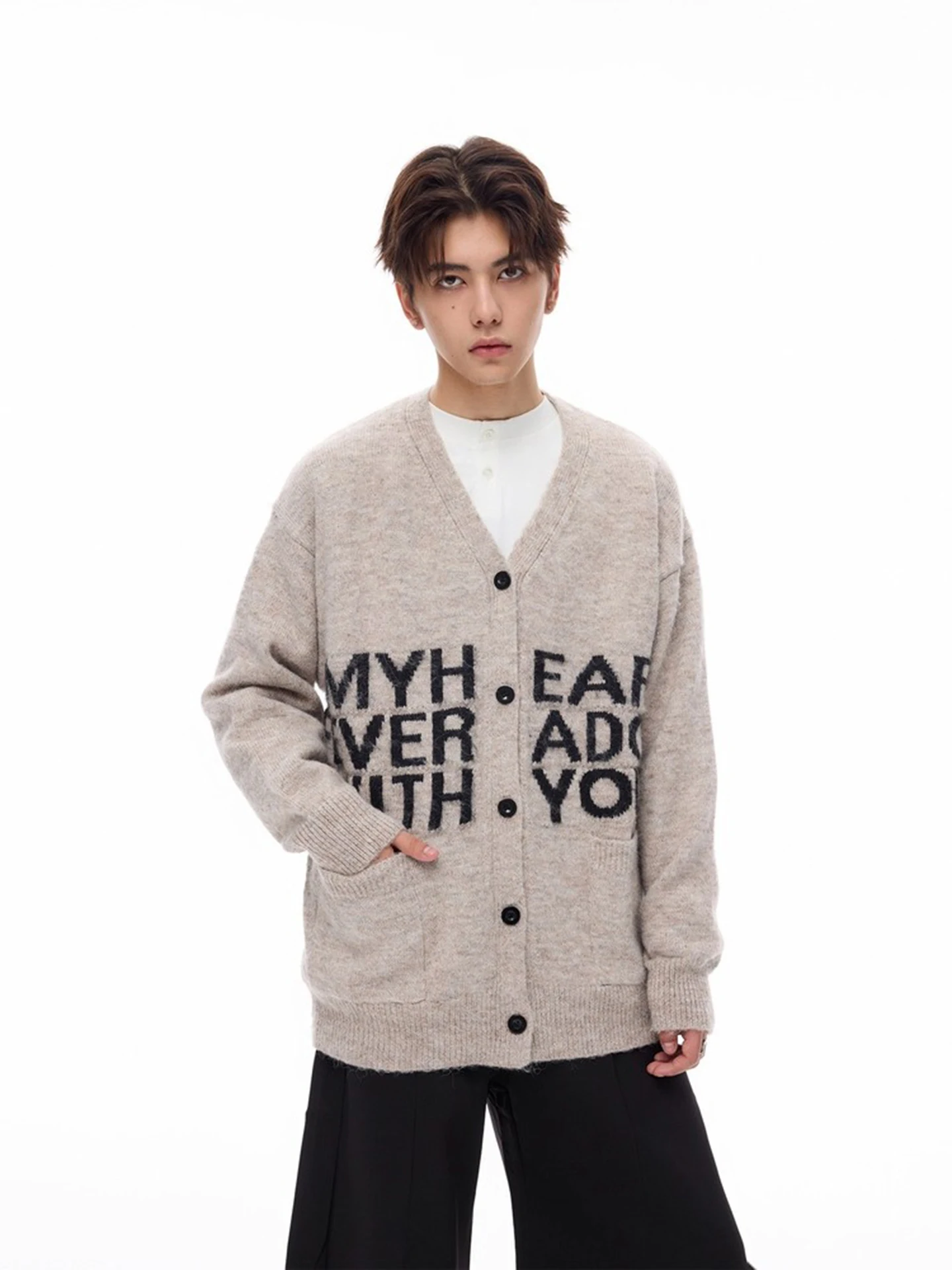 

Мягкий уютный вязаный свитер с буквенным узором для женщин и мужчин в стиле ретро, осенне-зимняя модная повседневная одежда V-Ne Long Sve