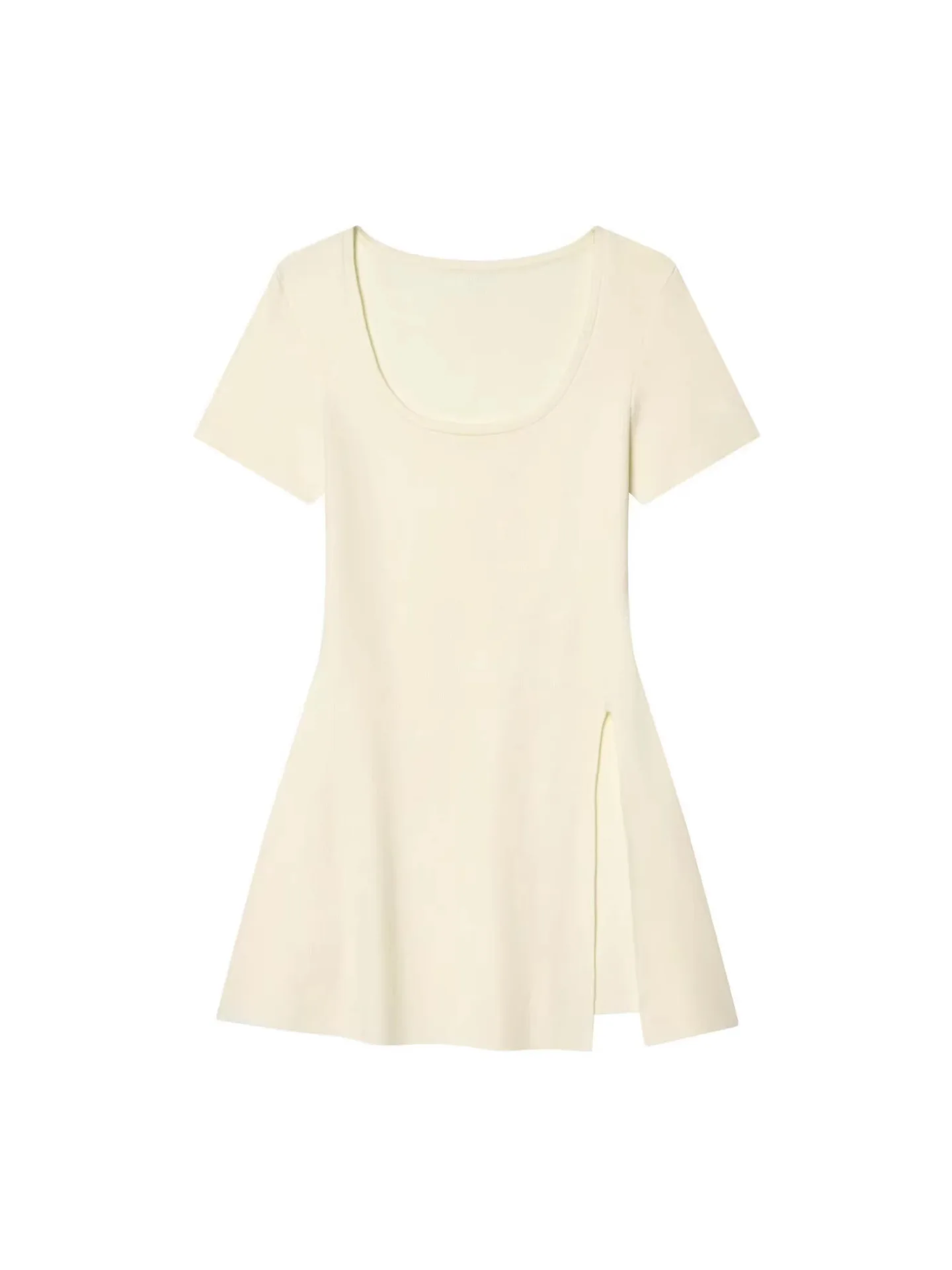 Withered New Women's Fashion Versatile Design Side Split Knitted Short Sleeve Dress