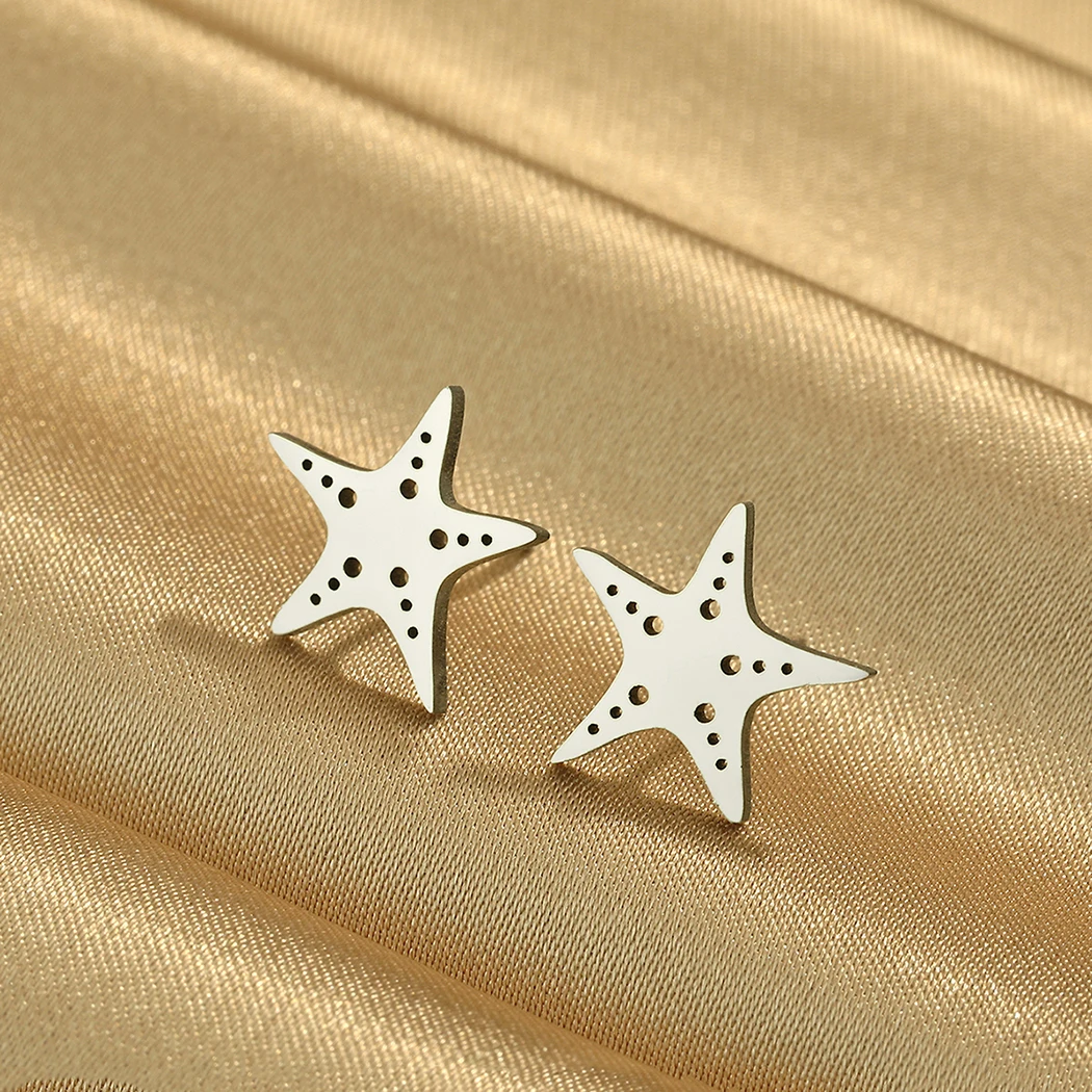 Todorova Cute Starfish Stud Earrings Stainless Steel Earrings for Women Girls Sea Ocean Jewelry Birthday Party Gift