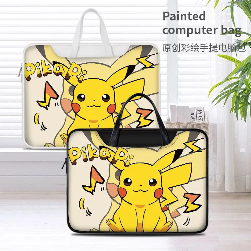 

Miniso Pokemon anime peripheral cartoon Pikachu laptop bag ins suitable for notebook 12 13.3 14 15.6 16 inches anti-fall gift