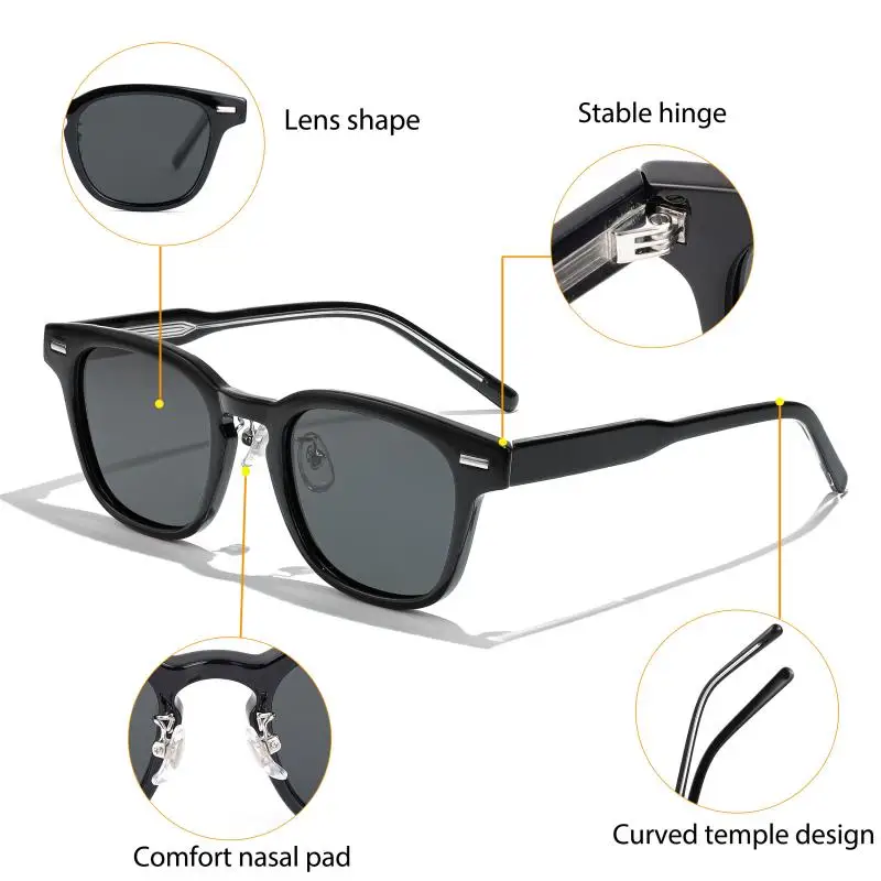CATERSIDE Retro Quadrat Polarisierte Sonnenbrille Männer TR90 Rahmen Hohe Qualität Sonnenbrille für Frauen Fahren Angeln Party Brillen – Detail 4