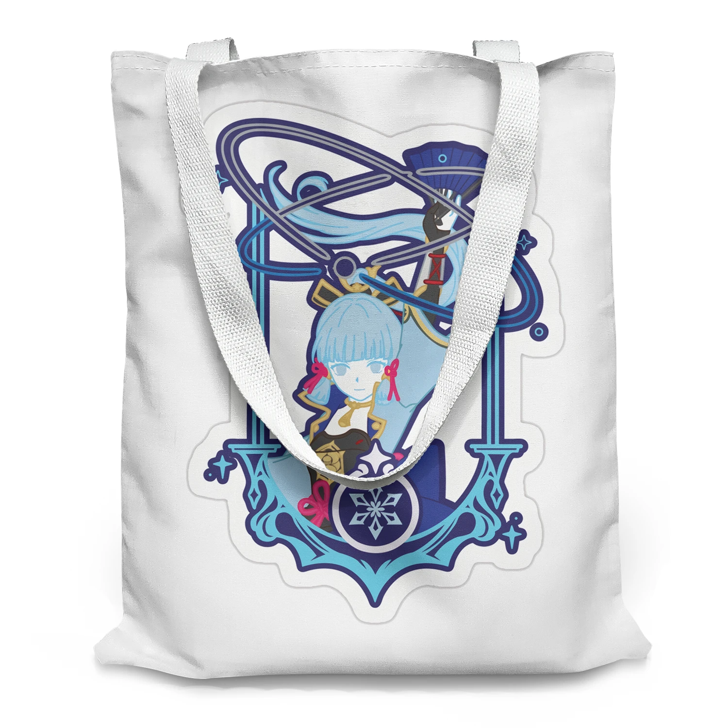 Genshin Impact Canvas Yula Merchandise Keqing Hu Tao Ganyu Primary And Secondary School Students Tutoring Handheld Tote Bag Ani