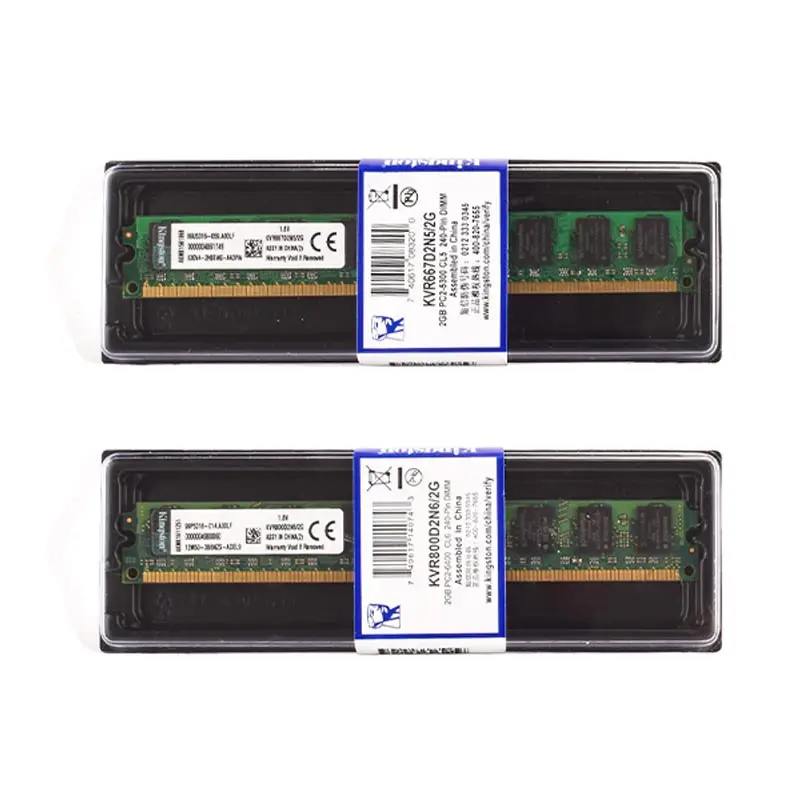 كينجستون ميموريا رام DDR2 2 جيجابايت 800 ميجاهرتز 667 ميجاهرتز PC2-5300 PC2-6400 240 دبوس 1.8 فولت NON ECC ذاكرة سطح المكتب موديل - 6