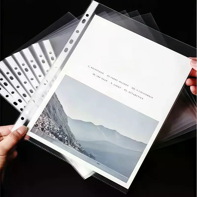 100pcs Clear A4 Plastic File Folders - 11-Hole 3-Ring Binder Compatible, Durable PP Document Sleeves For Office, School, Home