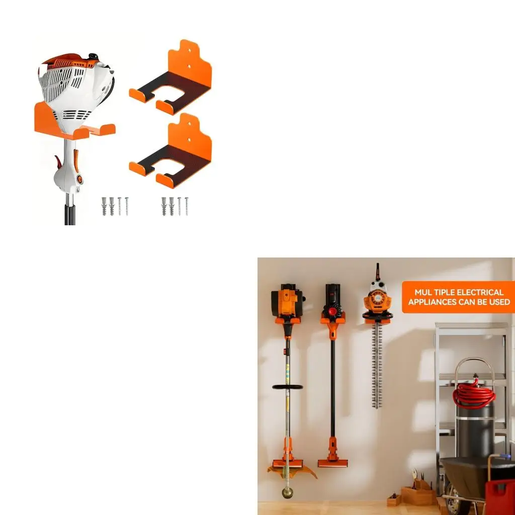 

Garden Power Tool Rack for Vertical Wall Mount, Metal U-Slot Storage Support, 2 Pack with Screws for Garage and Shed Use high