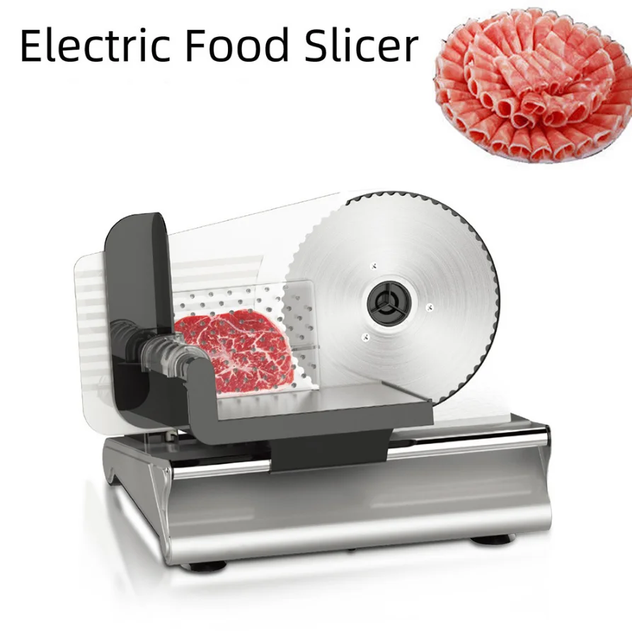 

Semi-Auto Kitchen Cheese Ham Bacon Beef Mutton Ribs Bread Slicer Frozen Meat Cutter Machine Meats Toast Sausage Slicer