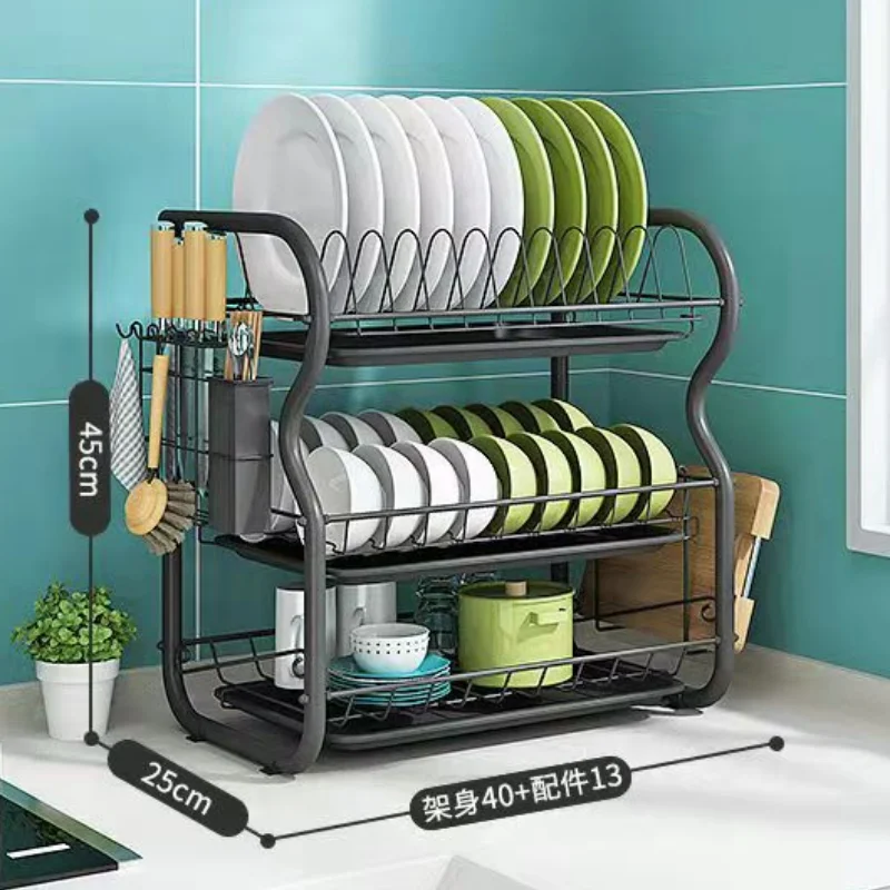 

Cutlery Rack Stainless Steel Drying Rack Bowl Dish Draining Shelf Kitchen Organizer 3 Tiers Dish Drainer Dryer Tray Holder