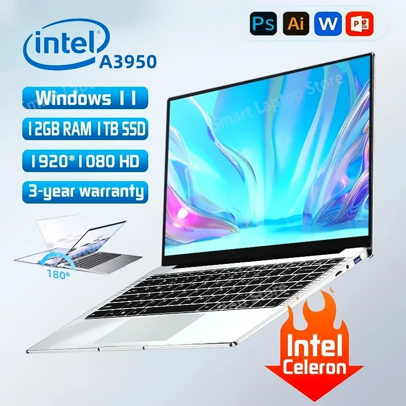 2025 Computer portatile Windows 11 Notebook da 14,1 pollici Intel Pentium N3700 12 GB 512 GB Risoluzione 1920 * 1080 Computer PC da studio per ufficio