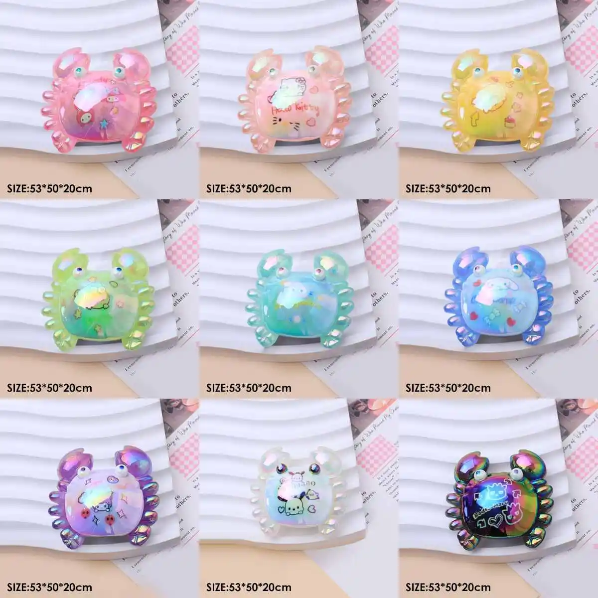 Sanrio Hello Kitty Creative Mini Luminous Crab Small Ornaments Landscape Decoration Miniature Figurines Accessories Gifts