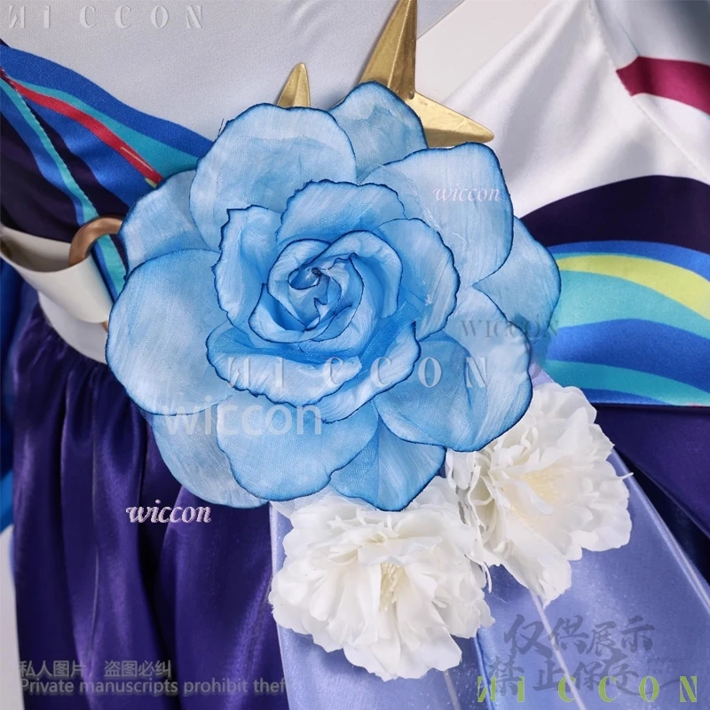 Anime Cos Cantarella 코스프레 애니메이션 게임 Wuthering Waves 의상 Jirai Kei Girls 아쿠아 퍼플 불규칙한 케이크 드레스 로리타 가발