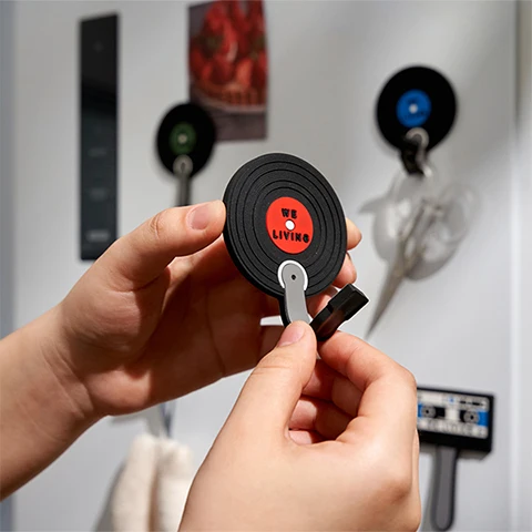 Punch-Free Magnetic Record Refrigerator Sticker Hooks Wall-Mounted Storage for Daily Goods No Drilling Required