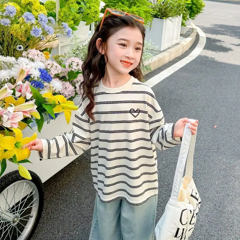 

Striped T Shirt Clothes for Girl From 10 To 12 Years To Fashion Children Girls Top Children's Clothing Teen 4 Child T-shirt 5 6