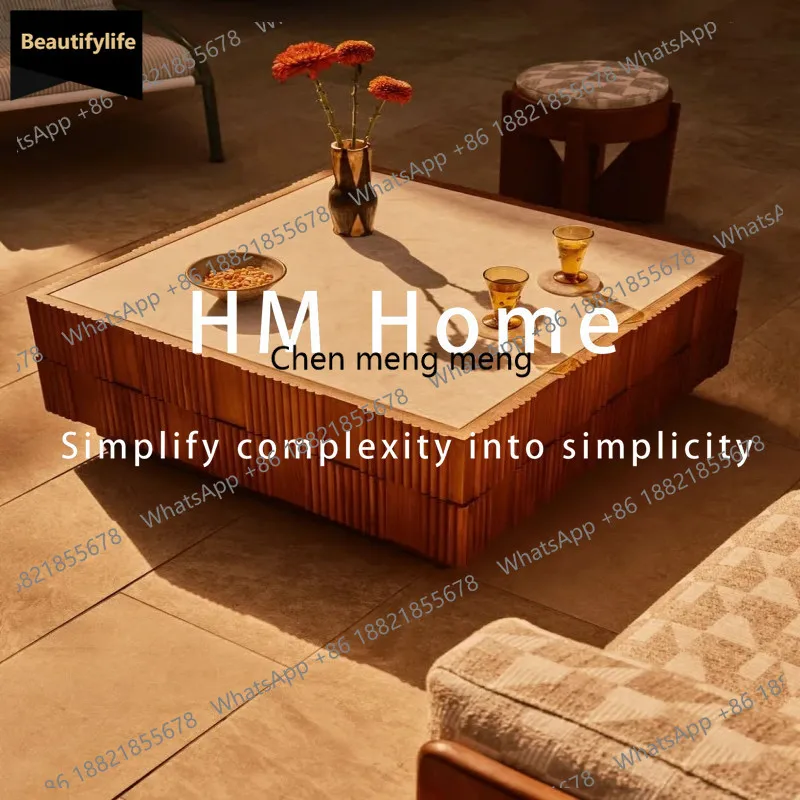 

Modern simple square home storage small apartment type of medieval solid wood designer coffee table c139