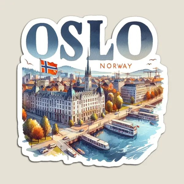 Imán de la Capital del horizonte de la ciudad de Oslo Noruega, soporte de pegatinas coloridas magnéticas para bebé, decoración divertida para el hogar, juguete para niños para organizador de nevera