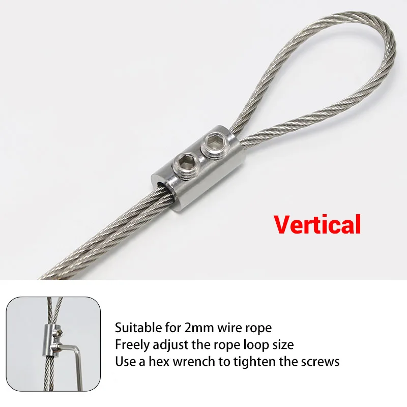 For 2/3mm Wire Rope Lock Double-hole Cable Locker Arbitrarily Retractable Adjustable Retainer DIY Lamp Hanging Code Accessories