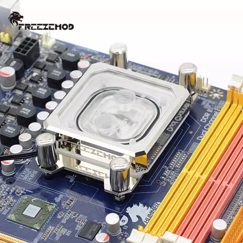 FREEZEMOD Komputer CPU Water Block 5V ARGB SYNC, Efek Cahaya Difusi Aurora, Penutup PMMA + Bingkai Aluminium INTEL-PK5E / AMD-PK5E