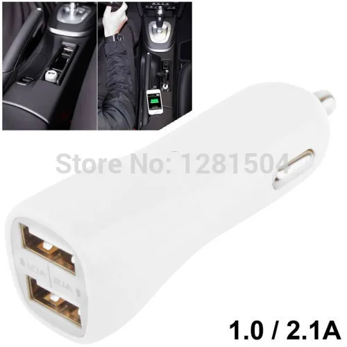 100pcs/lot New Arrival Dual USB Car Charger 2.1A Dual 2 Port USB Car Charger Power Adaptor For ipad For Apple iphone HTC Huawei