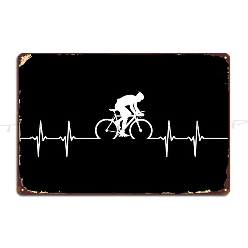 Cycling Heartbeat Bike Rider Pulse Metal Sign Wall Mural Home Cinema Wall Decor Custom Tin Sign Poster