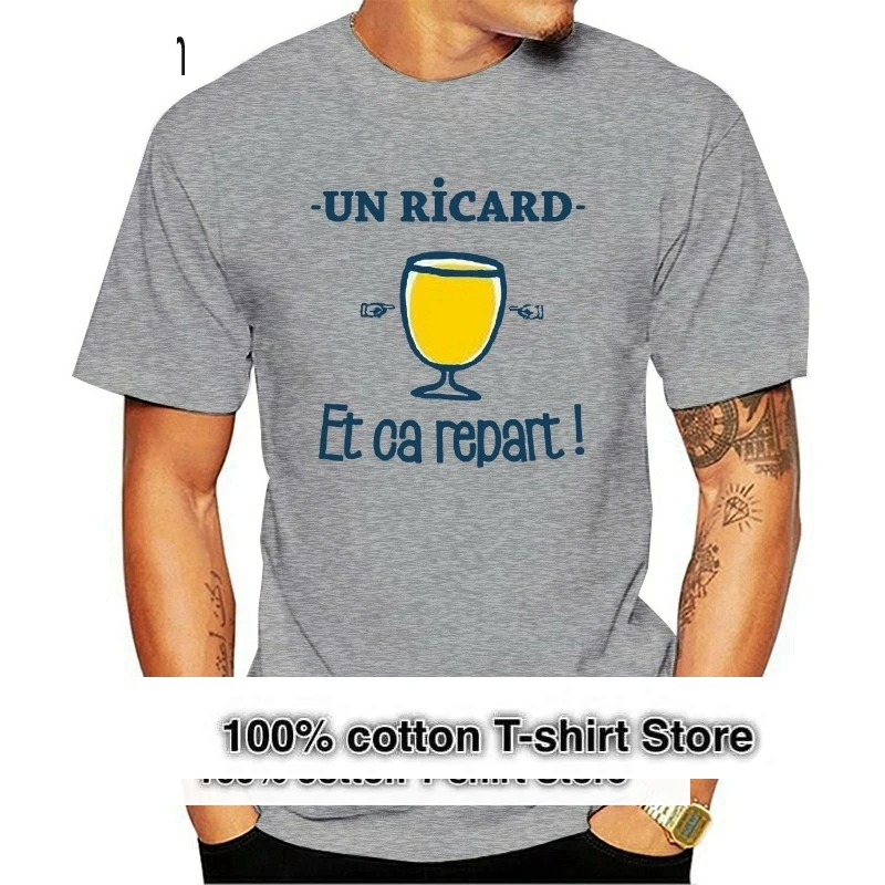 ¡Camiseta Un Ricard y ca repart! Camiseta 100% de algodón para hombre y mujer, camisetas divertidas de manga corta con cuello redondo