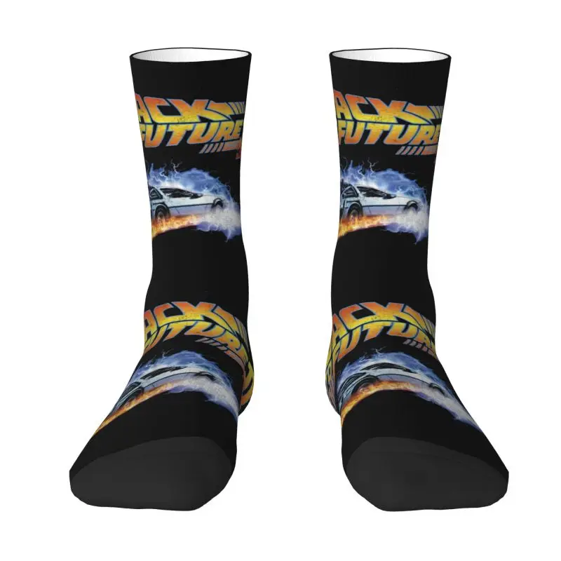 

Fun Mens Back To The Future Dress Socks Unisex Breathbale Warm 3D Printing science fiction film Crew Socks