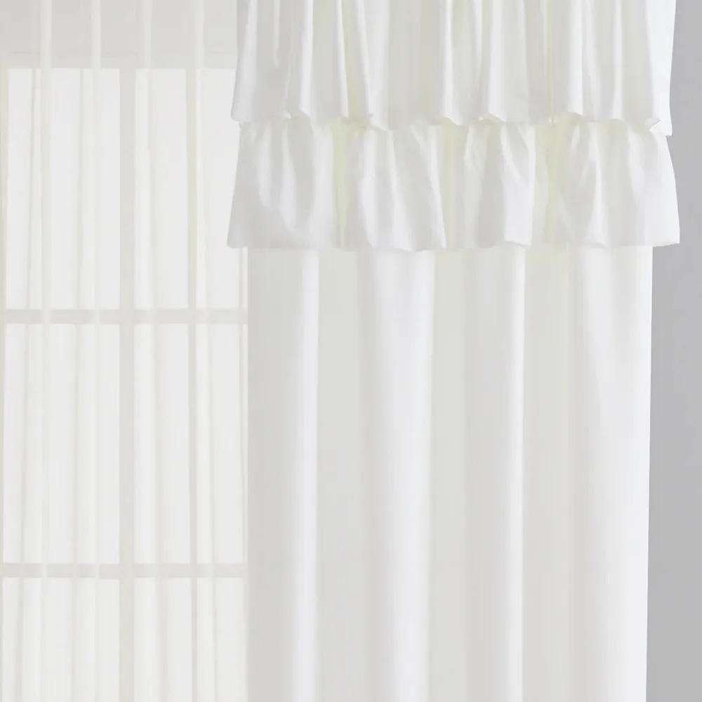 Panel dan Gunting Tirai Jendela Gading Solid Berkerut, Set 4, 50 x 95