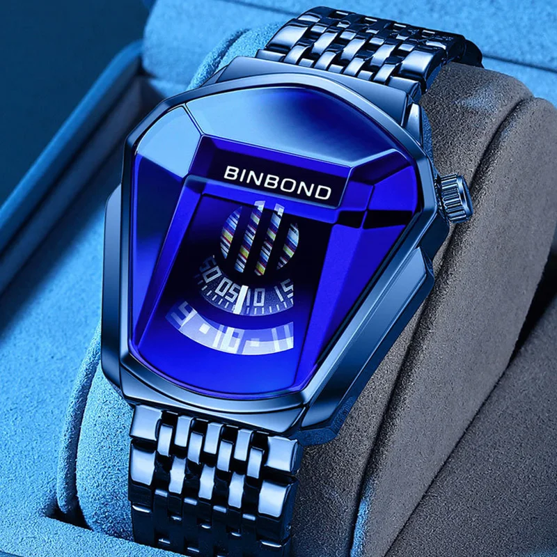 

Luxury Brand Men's Watches 2023 Fashion Creative Locomotive Technology Blue Stainless Steel Waterproof Sport Military Wristwatch